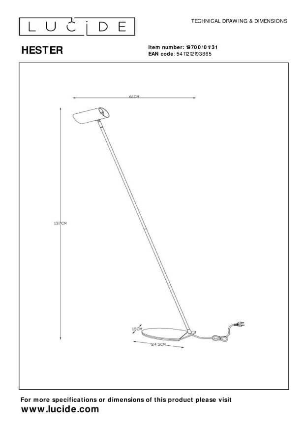 Lampadaire Hester blanc