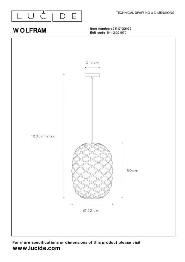 Suspension Wolfram dorée mat et noire