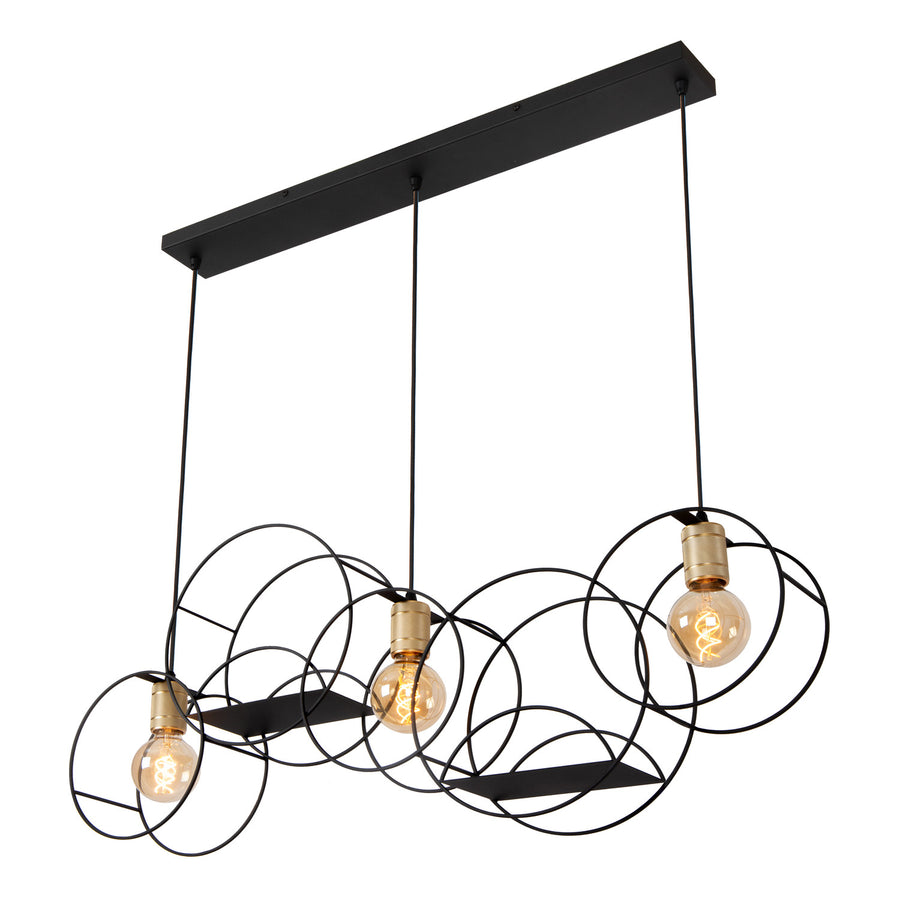 Suspension Circle 3 lumières noire