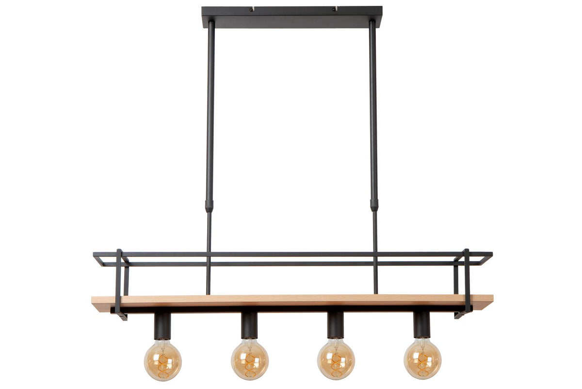 Suspension Milonga 4 lumières noire, bois