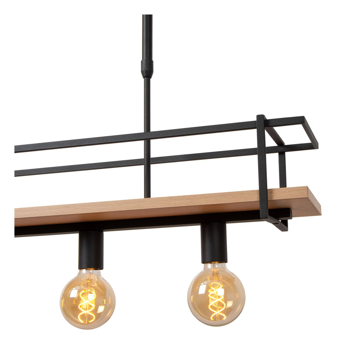 Suspension Milonga 4 lumières noire, bois