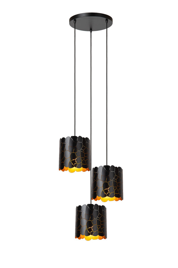 Suspension Almelo 3 lumières noire, H 60 cm