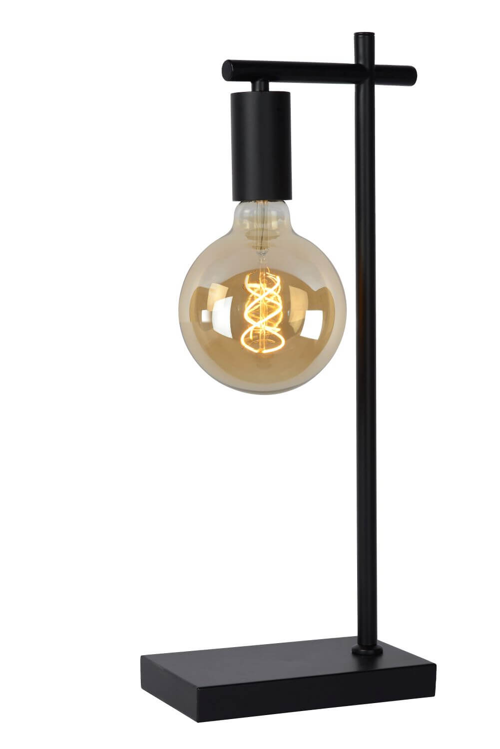 Produit isolé sur fond blanc, ampoule globe ambrée au filament spiralé
