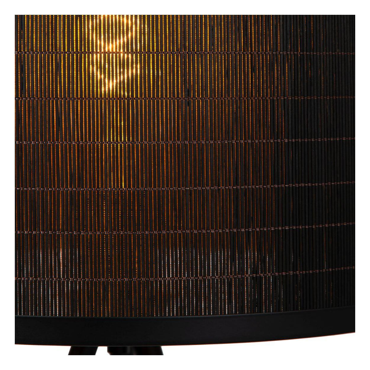 Lampadaire Tagalog noir et bois clair, rotin