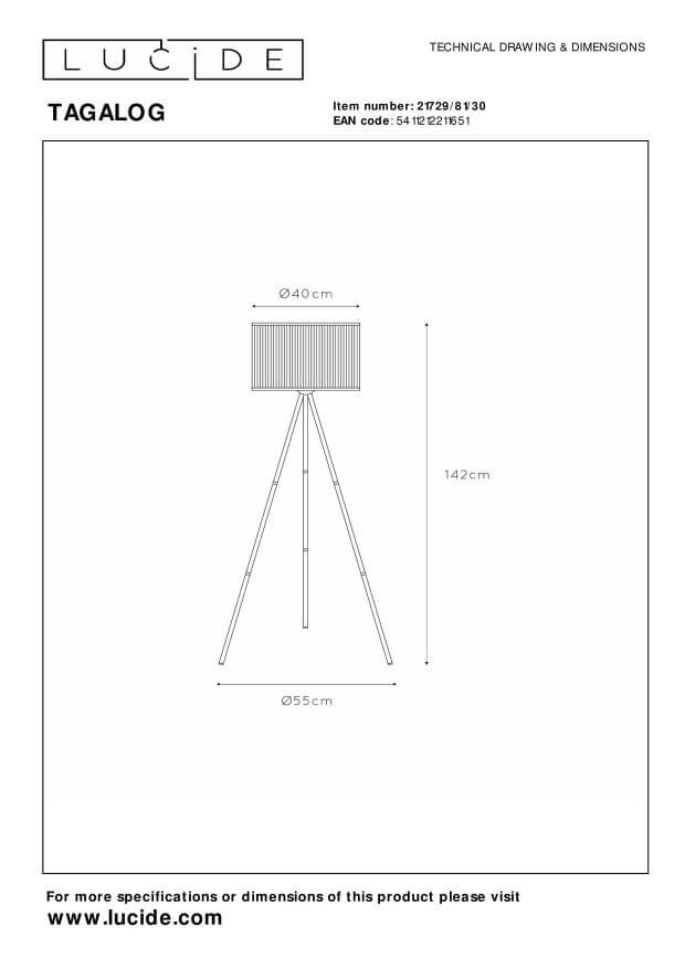 Lampadaire Tagalog noir et bois clair, rotin