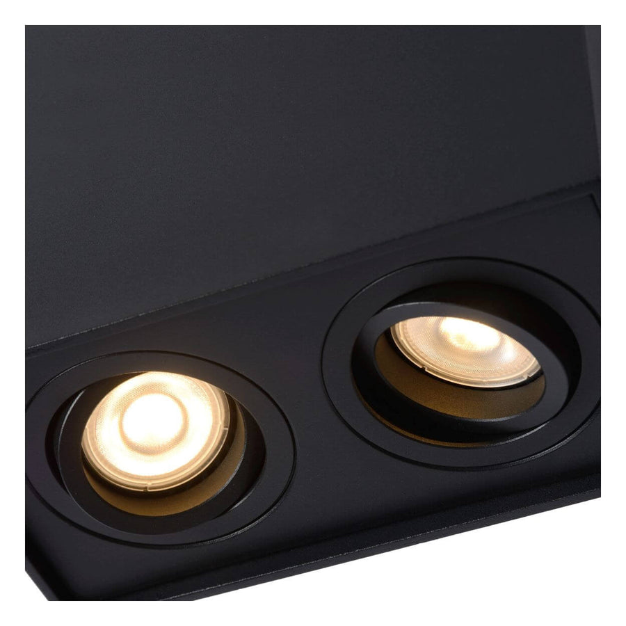 Plafonnier Tube 2 lumières noir