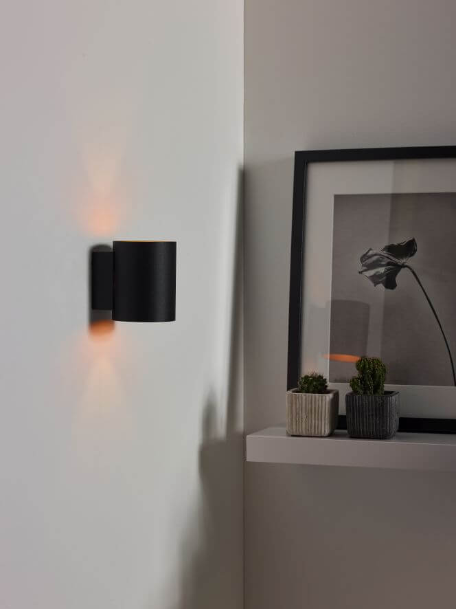 Applique murale Xera noire et dorée mat, H 10 cm