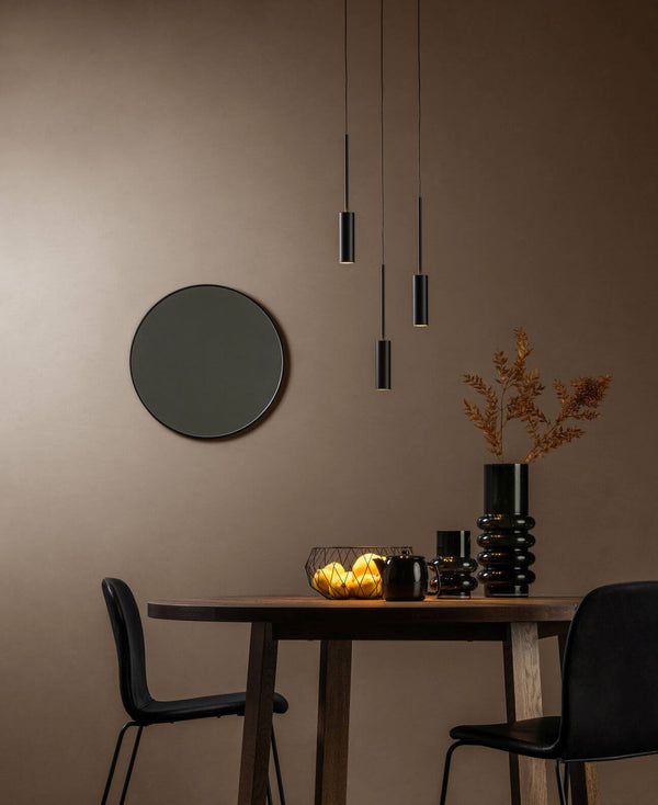 Suspension Tubule noire, H 50 cm