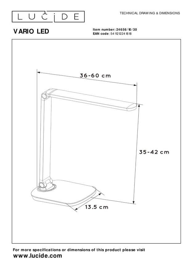 Lampe de bureau Vario noire