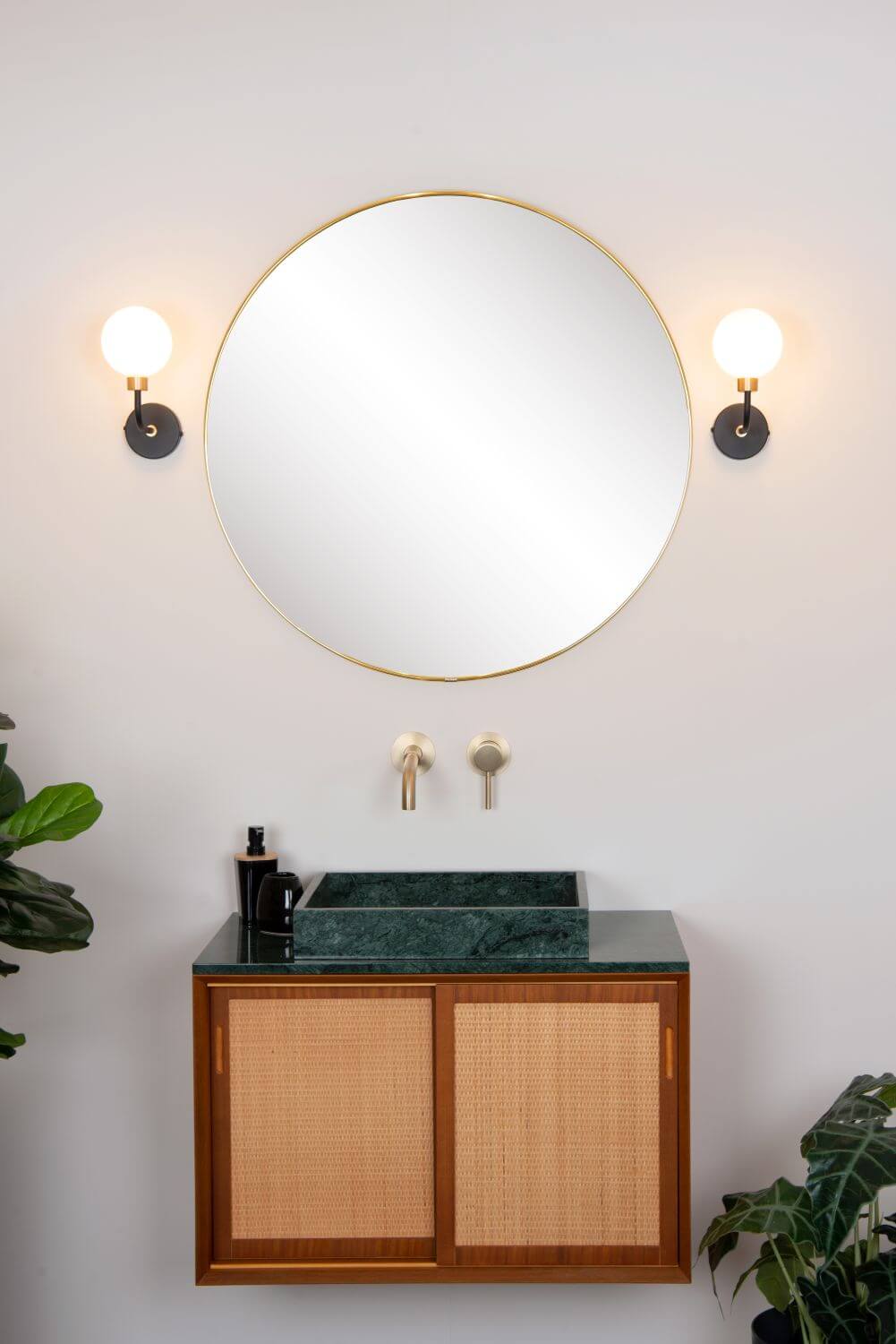 Applique murale Berend noire et dorée mat, verre