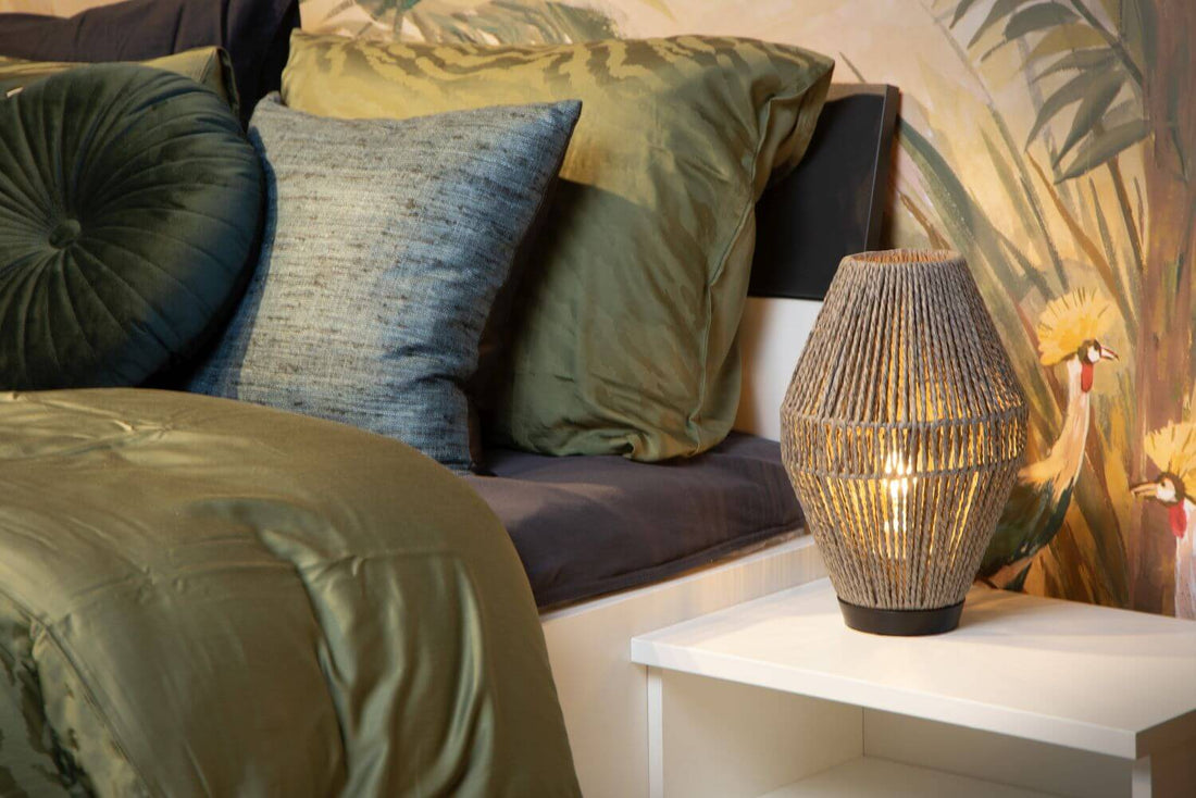 Lampe à poser Cordulle grise et noire, papier