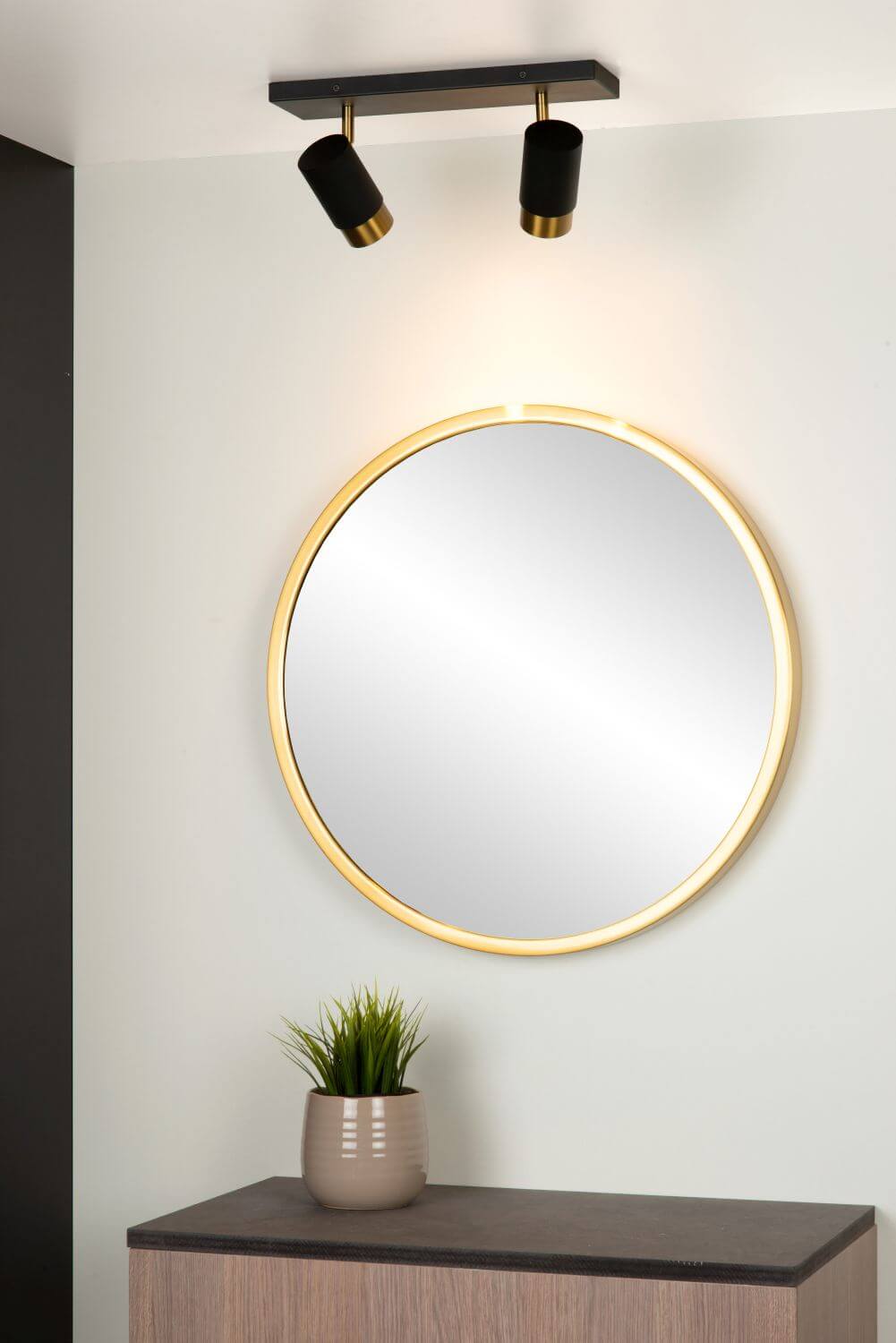 Plafonnier Floris 2 lumières noir et doré mat