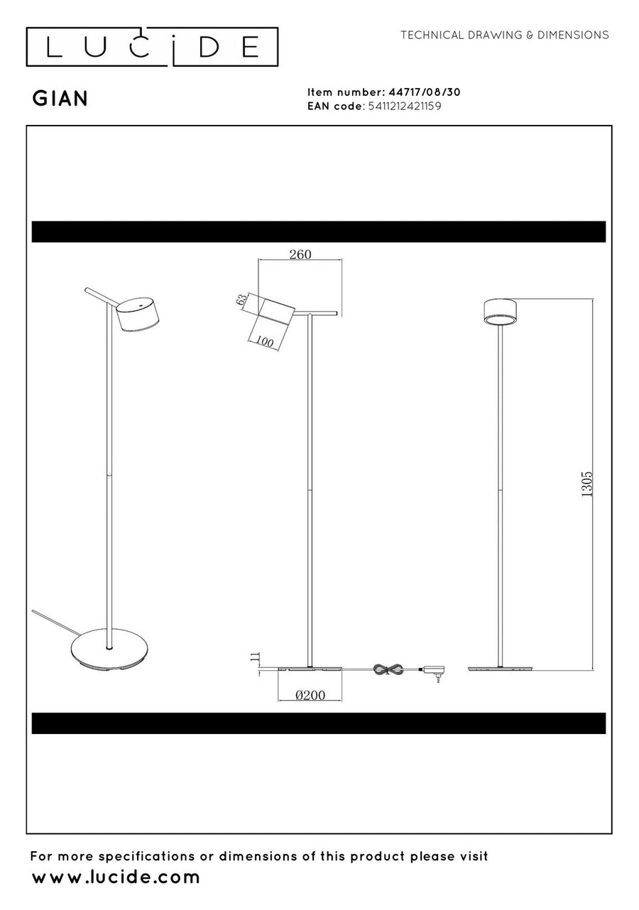 Lampadaire Gian noir