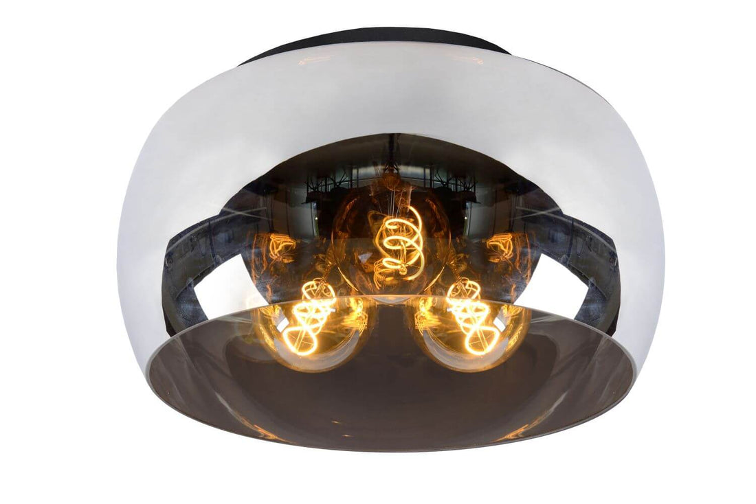 Plafonnier Olivia 3 lumières fumé et gris, verre