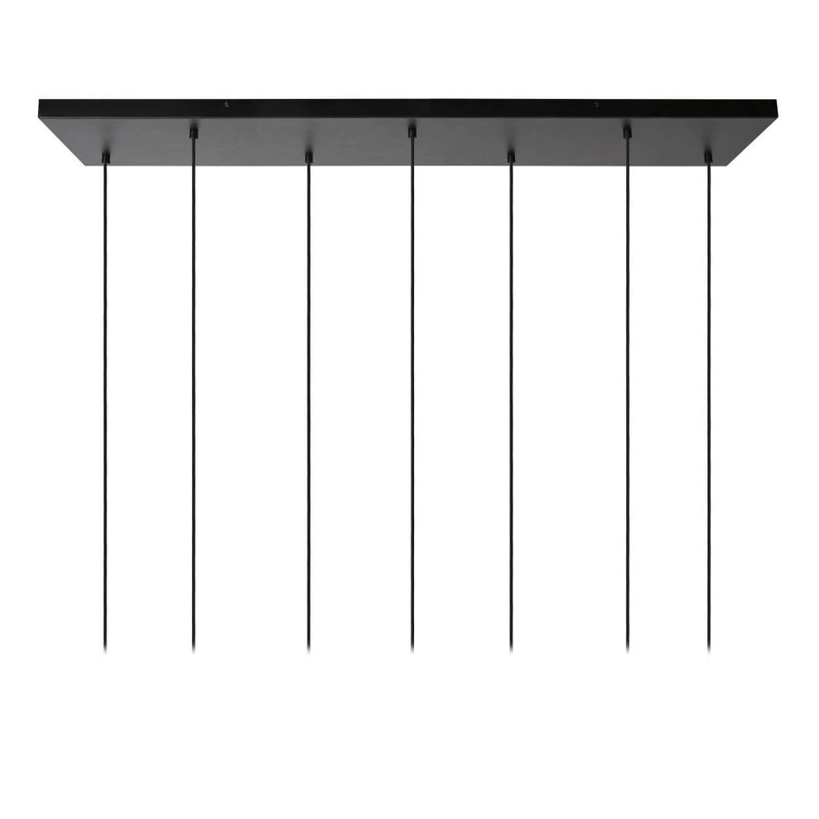 Suspension Marius 7 lumières noire et fumée, verre