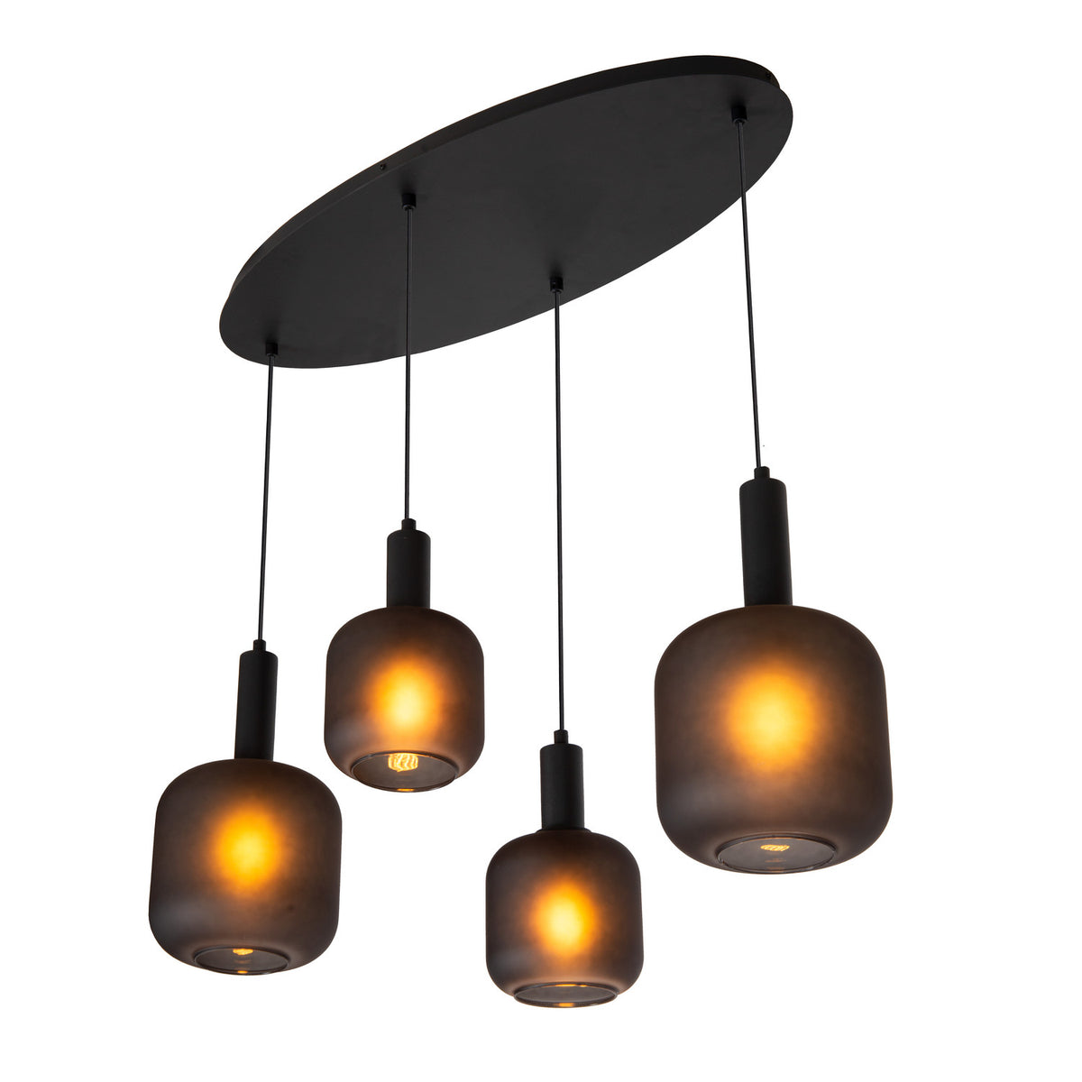 Suspension Eloise 4 lumières noire, verre