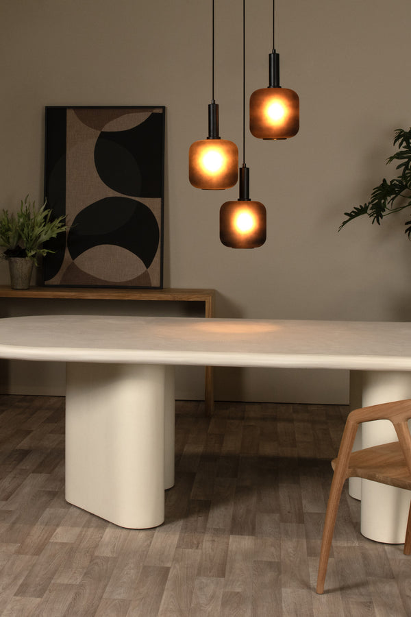 Suspension Eloise 3 lumières noire, verre