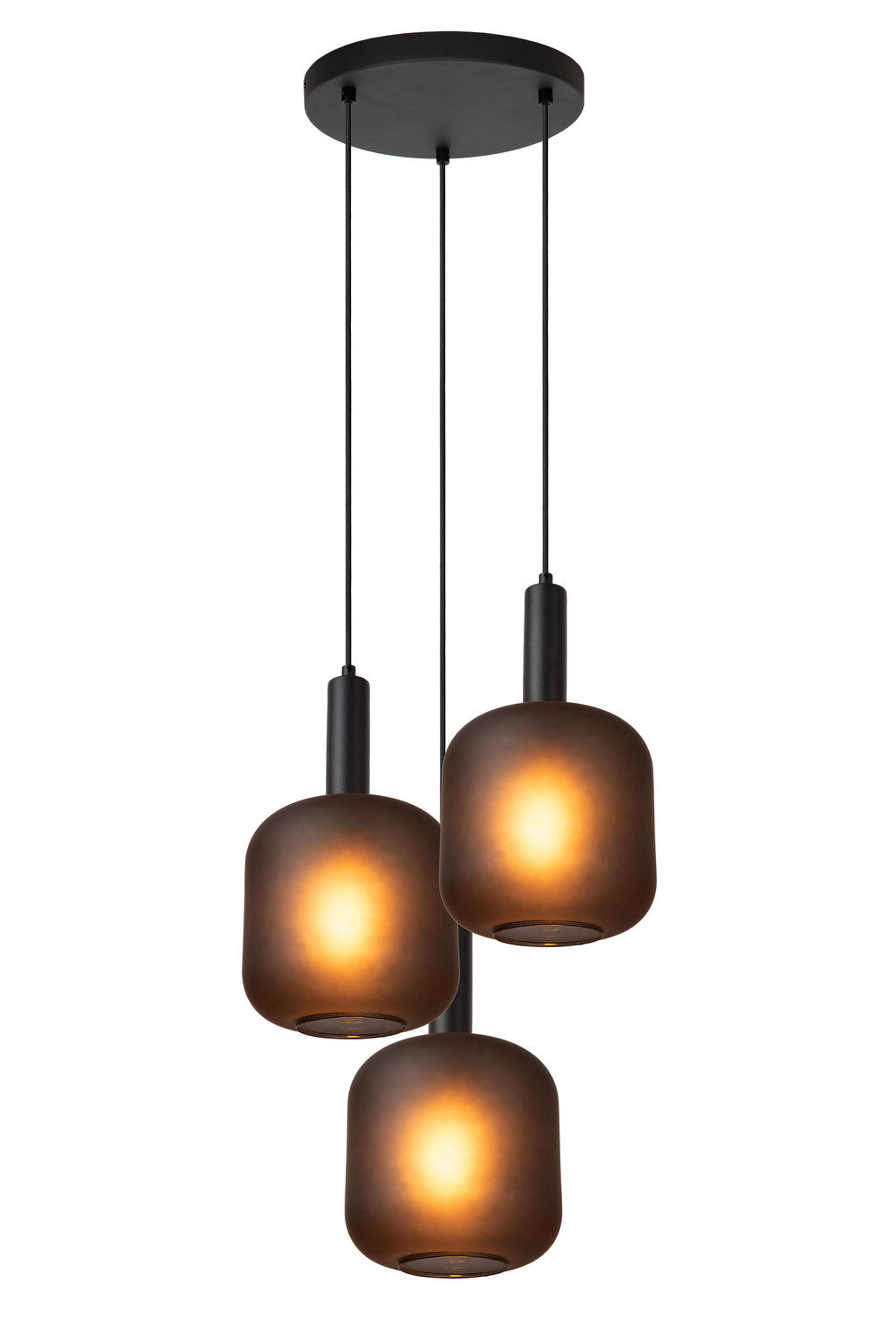 Suspension Eloise 3 lumières noire, verre