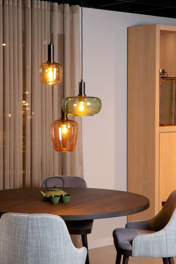 Suspension Ilona 3 lumières noire, verre