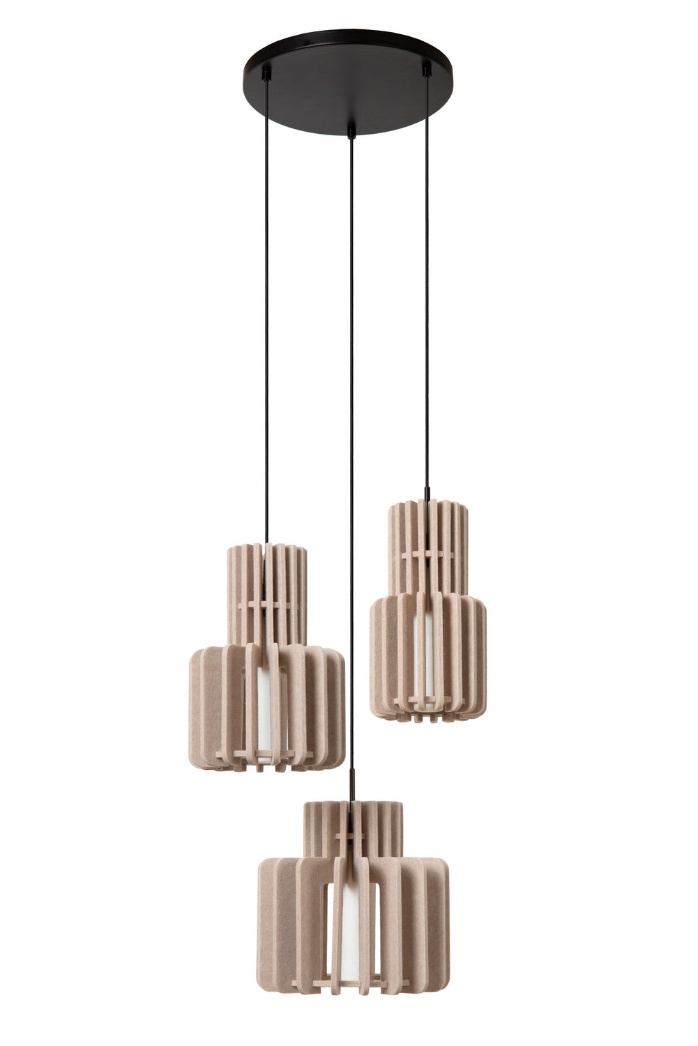 Suspension Rollo 3 lumières taupe, verre