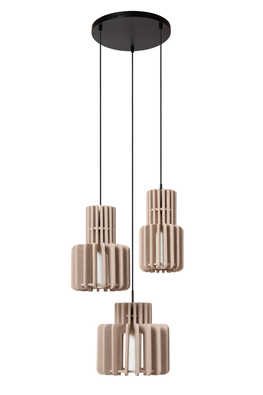 Suspension Rollo 3 lumières taupe, verre