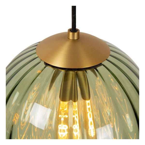 Suspension Monsarez 4 lumières verte et ambrée, verre