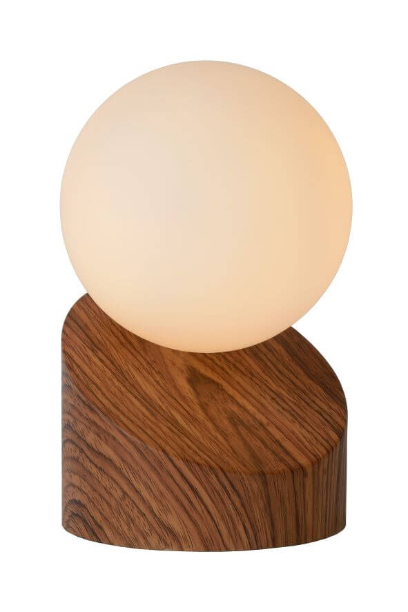 Lampe à poser LEN bois et opale, verre