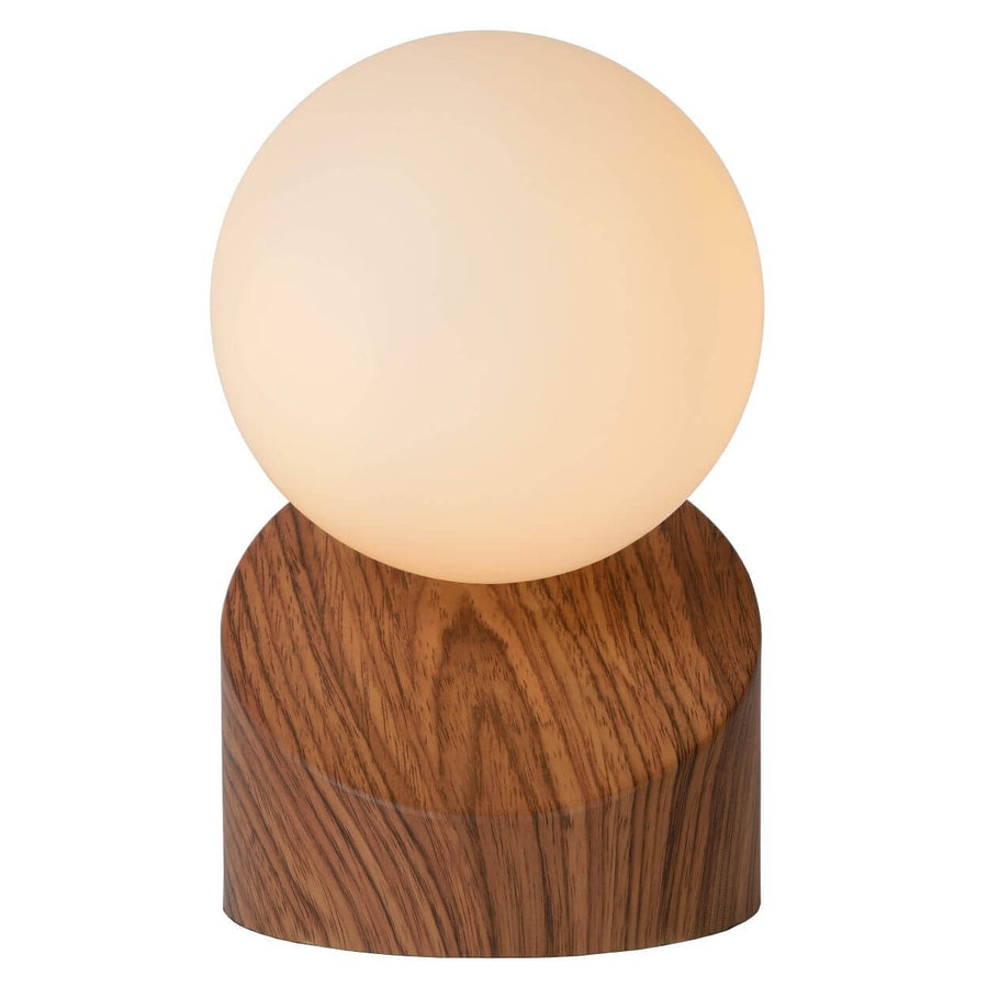 Lampe à poser LEN bois et opale, verre