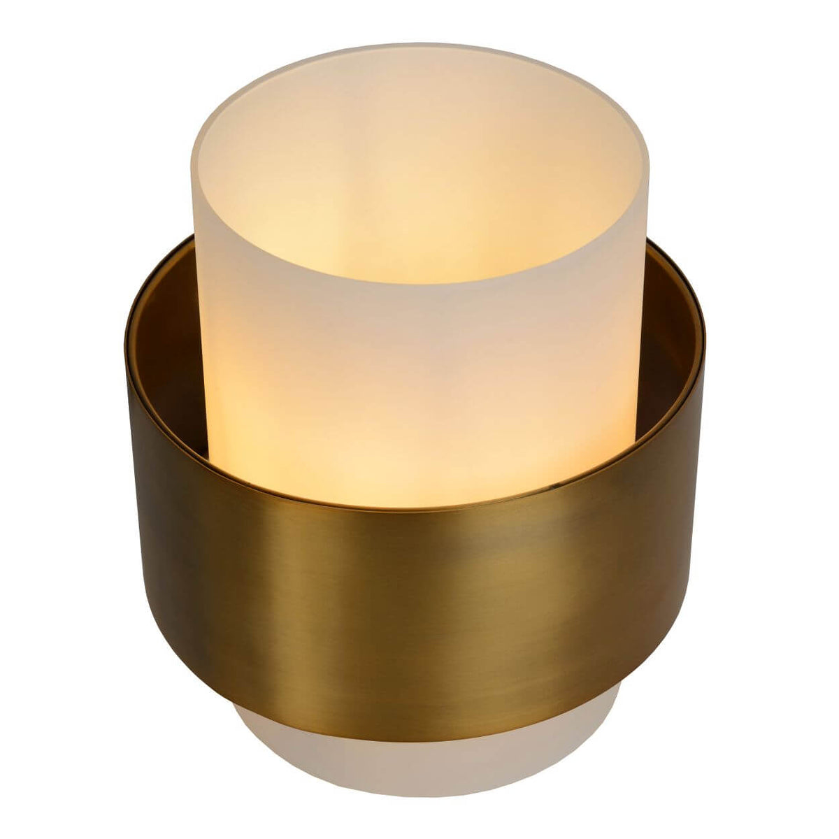 Lampe à poser Firmin dorée mat et opale, verre