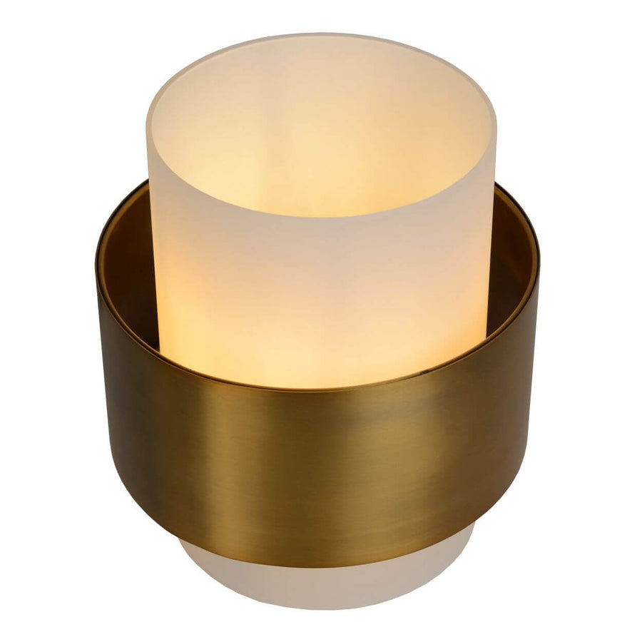 Lampe à poser Firmin dorée mat et opale, verre