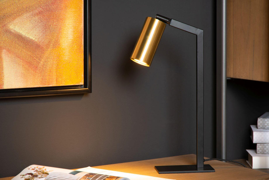 Lampe à poser Sybil noire et dorée mat