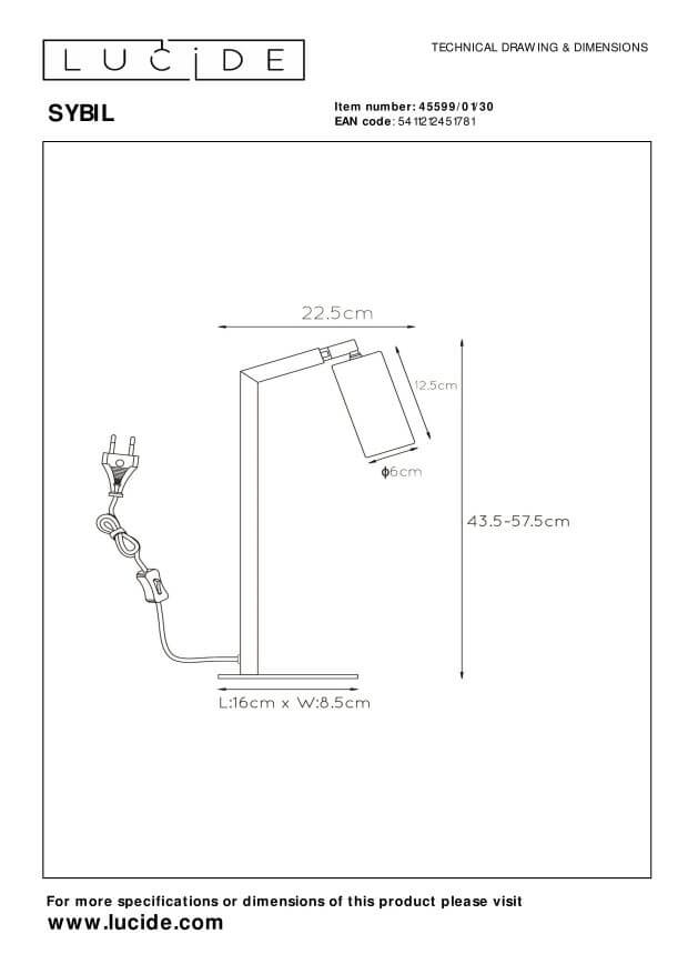 Lampe à poser Sybil noire et dorée mat