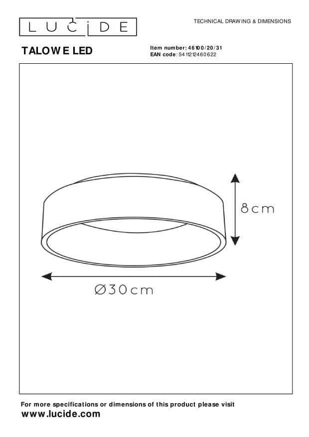 Plafonnier Talowe blanc, Ø 30 cm