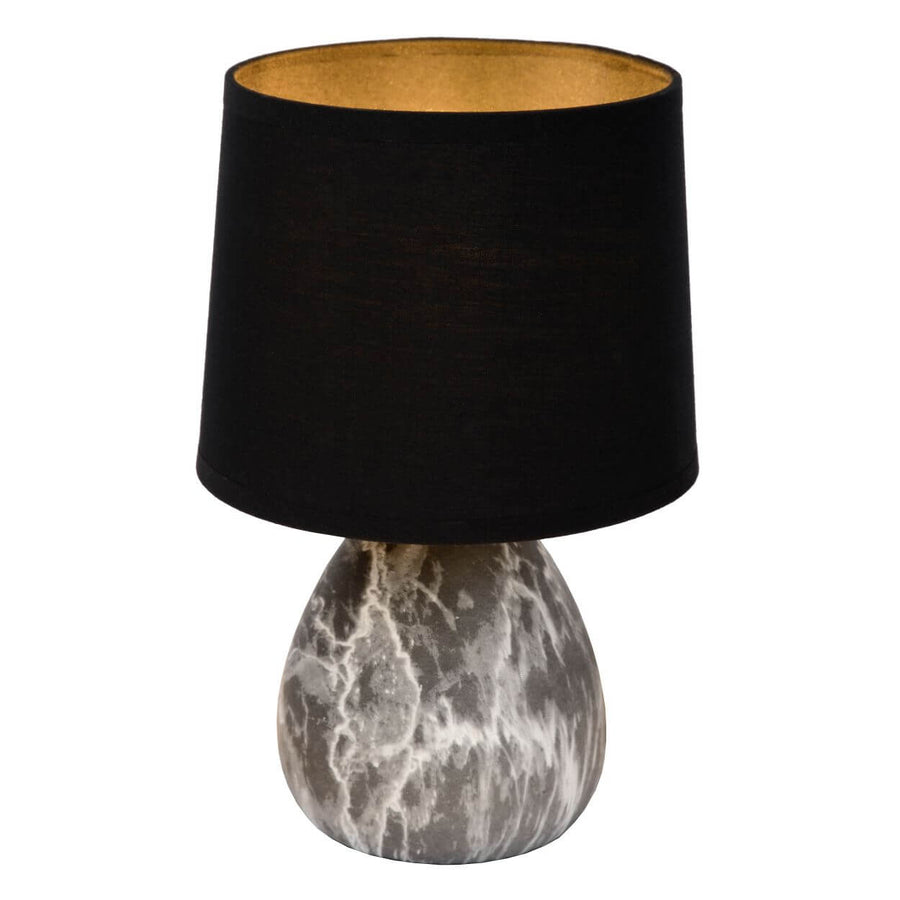 Lampe à poser Marmo noire et blanche, lin