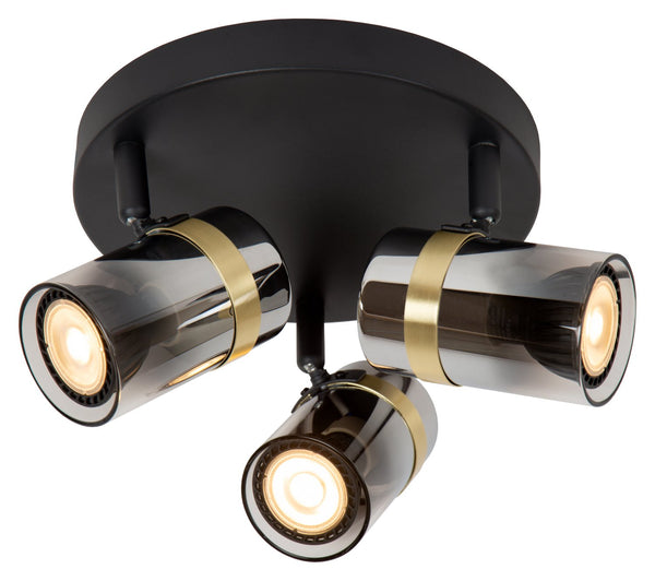 Spot Upton 3 lumières fumé, verre