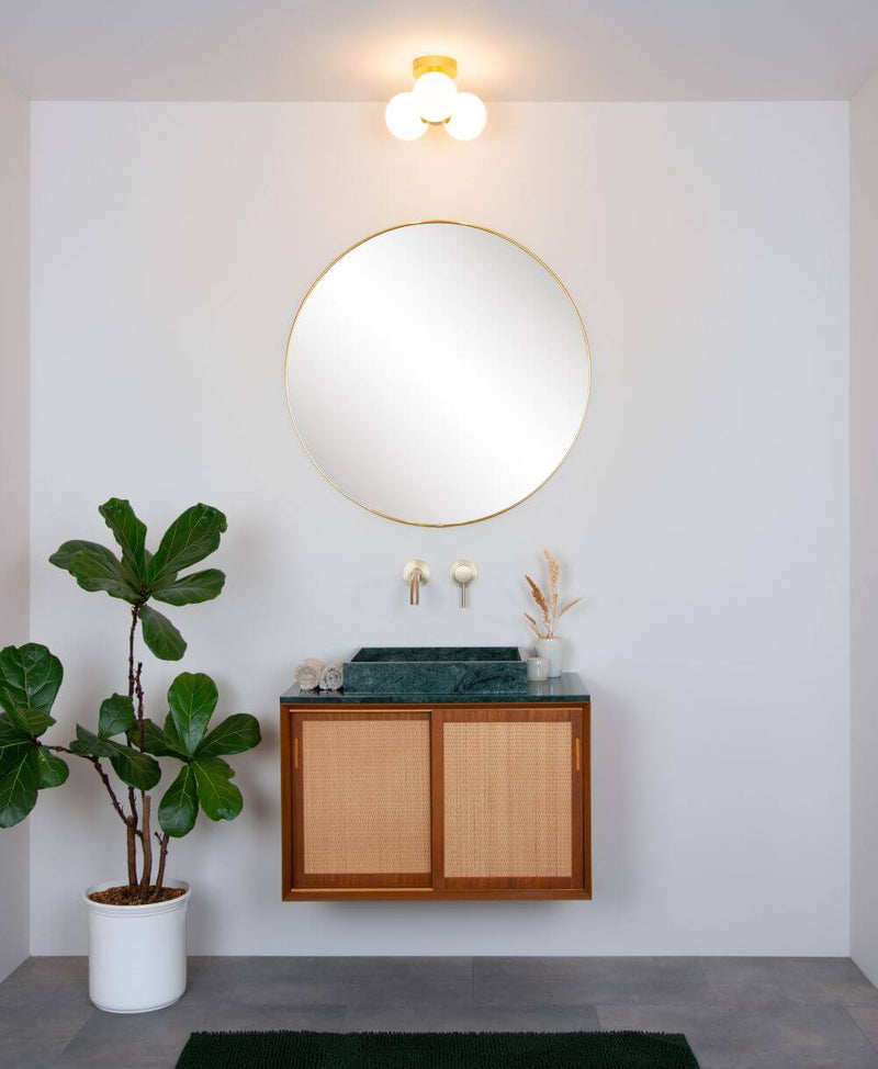 Plafonnier Trudy 3 lumières doré mat et opale, verre