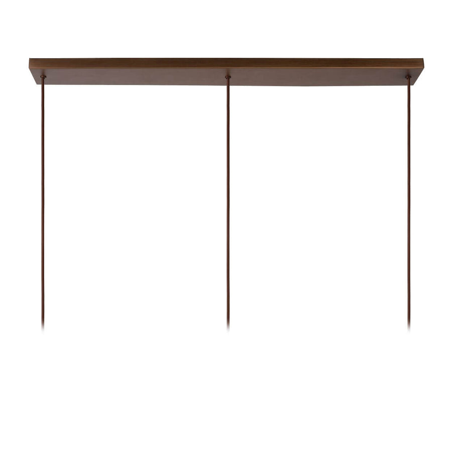 Suspension Toledo 3 lumières ambrée et cuivrée, verre, L 100 cm