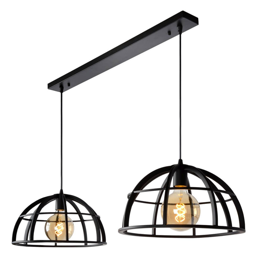 Suspension Dikra 2 lumières noire
