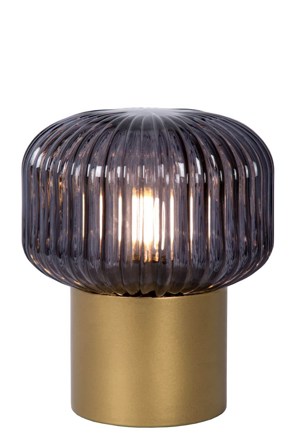 Lampe à poser Jany dorée mat et fumée, verre