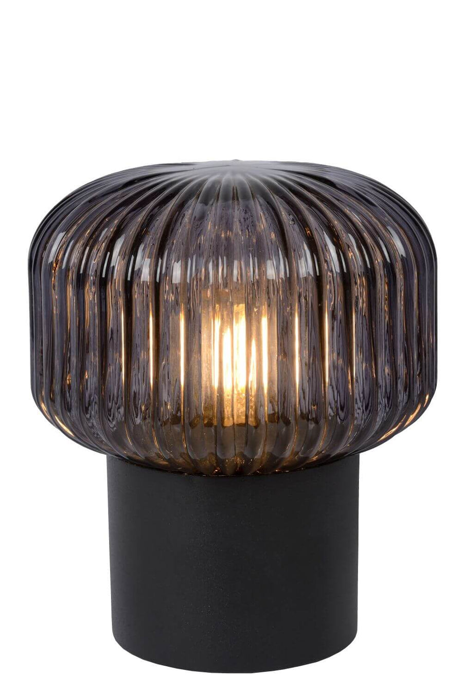Lampe à poser Jany noire et fumée, verre