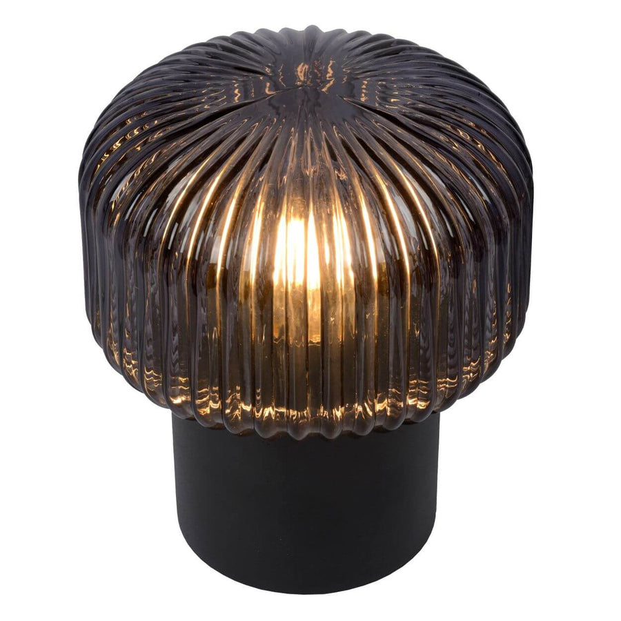 Lampe à poser Jany noire et fumée, verre