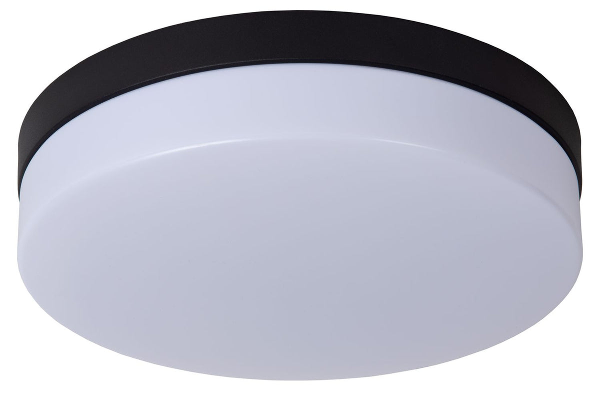 Plafonnier Biskit noir et opale, Ø 28 cm