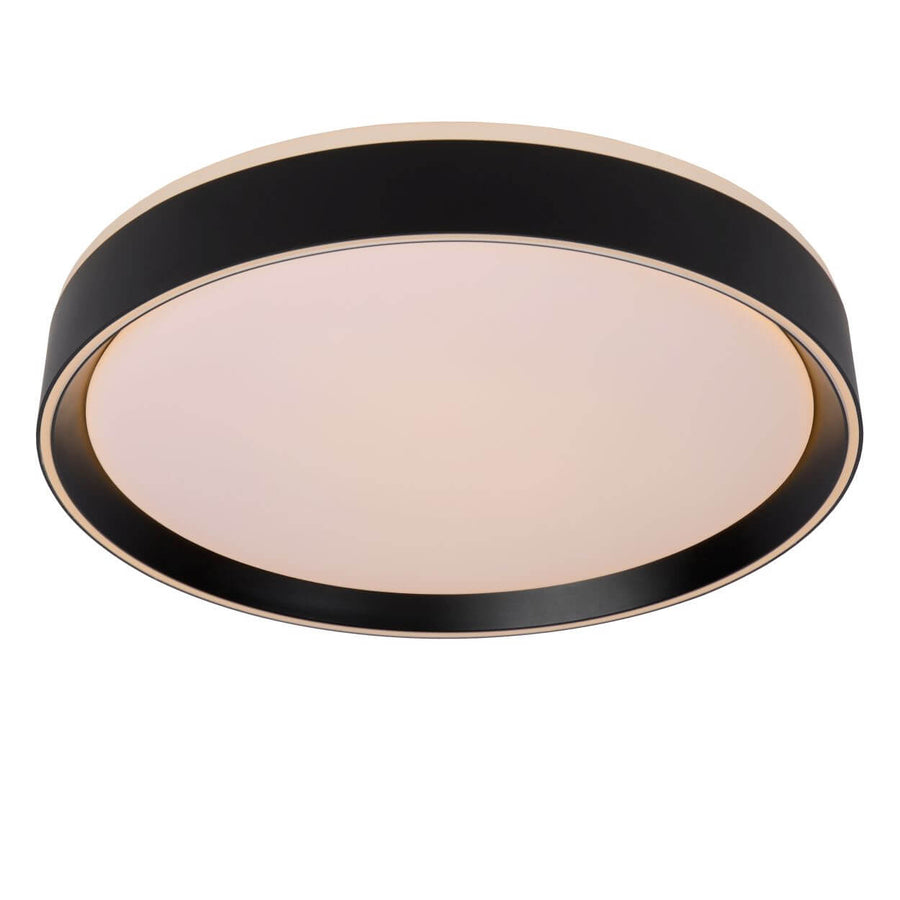 Produit seul sur fond blanc, vue en biais révélant le cerclage doré