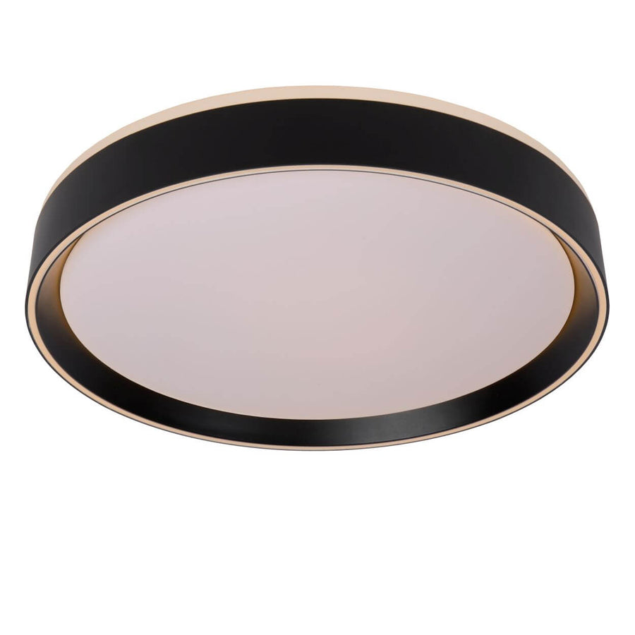 Vue de dessous montrant le diffuseur lumineux rond et le cadre noir