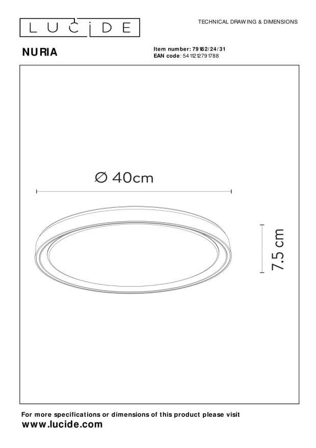 Plafonnier Nuria blanc, Ø 40 cm