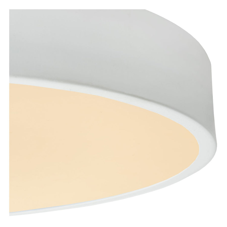 Détail de la finition : bord blanc épais et diffuseur lumineux couleur crème