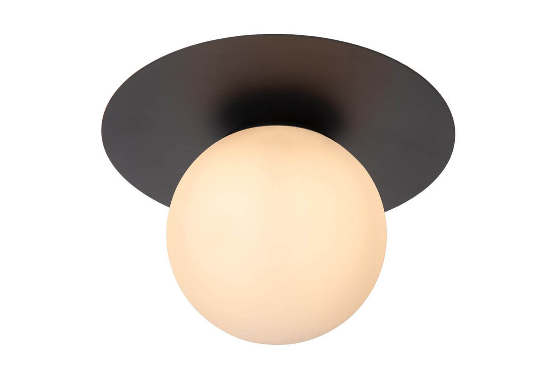 Plafonnier Tricia noir et opale, verre