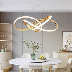 YALO Modernist Art Deco Chandelier - Gold Chrome Spiral LED Design