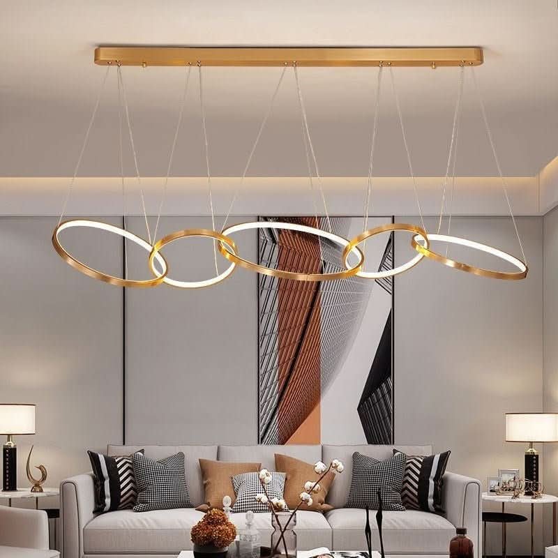 Lustre Design Italien | Kilo - Designix Lustre Or 5 Anneaux