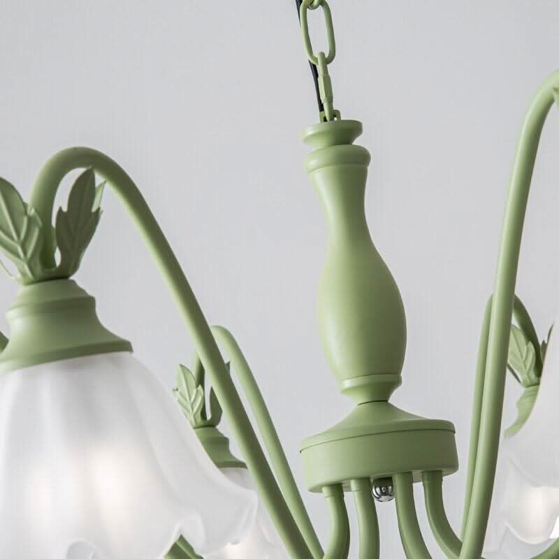 Lustre en Verre Vintage | Luminosité Harmonique - Designix Lustre Vert | 8 Ampoules Blanc Chaud